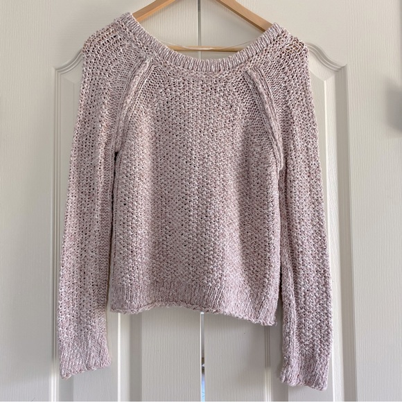 Free People | Blush Mauve Chunky Crop Sweater 100% Cotton - Picture 2 of 7